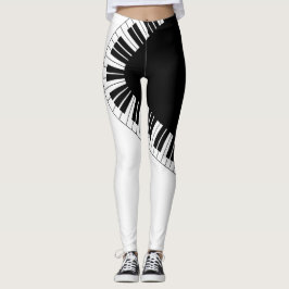 Klaviertastatur Schwarz-Weiß-Musik-Design Leggings
