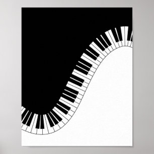 Klaviertastatur Schwarz-Weiß-Musik-Design Poster