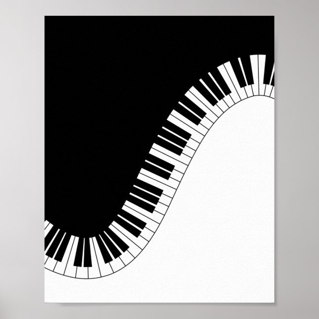 Klaviertastatur Schwarz-Weiß-Musik-Design Poster (Vorne)