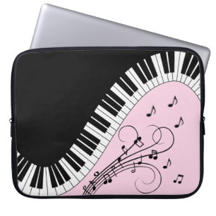 Klaviertastatur Schwarz-Weiß-Musik-Design Rosa Laptopschutzhülle
