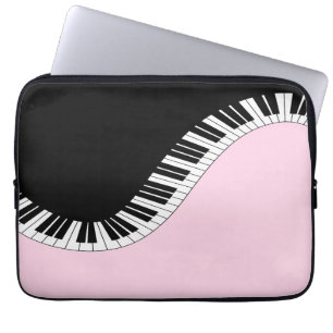 Klaviertastatur Schwarz-Weiß-Musik-Design Rosa Laptopschutzhülle