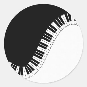 Klaviertastatur Schwarz-Weiß-Musik-Design Runder Aufkleber