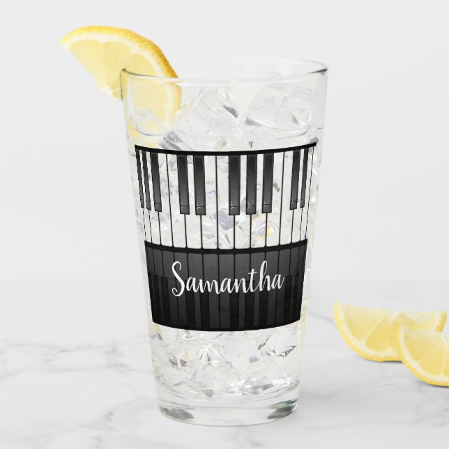 Klaviertastatur Trinkglas Glas (Vorderseite Ice)
