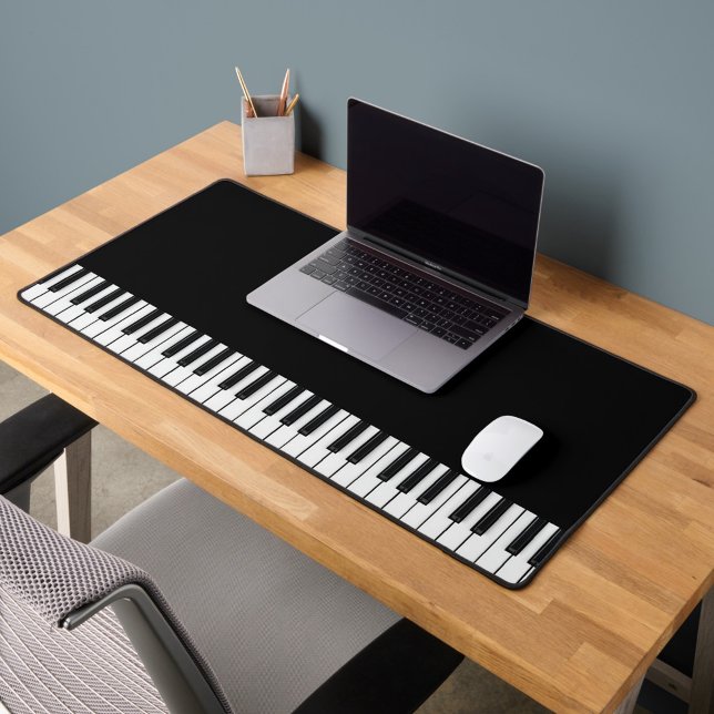 Klaviertastatur True Size Schreibtischunterlage (piano keyboard true size desk mat, black and white, customizable)