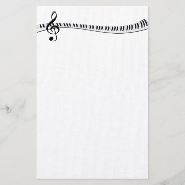 Klaviertastatur und G-Clef Briefpapier (Vorderseite)
