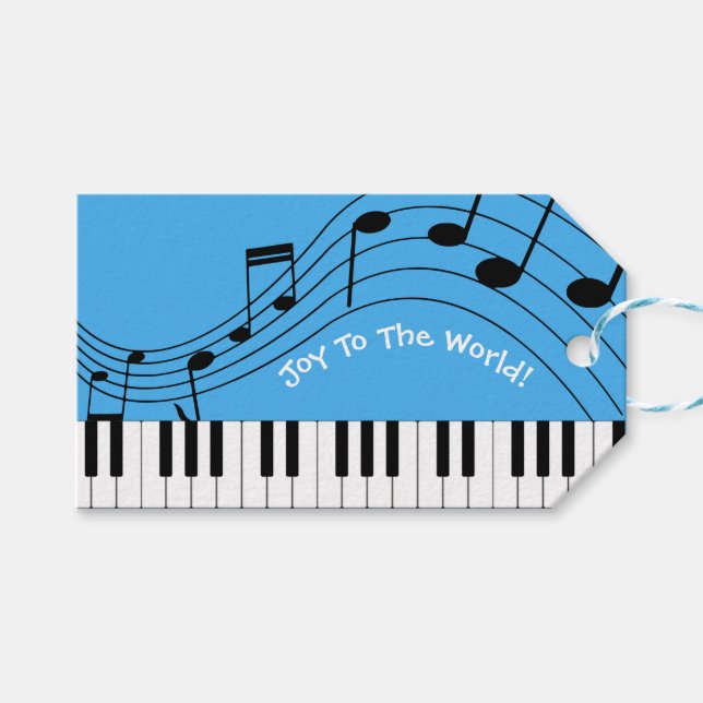 Klaviertastatur und Musikhinweise Geschenkanhänger (Vorderseite (Horizontal))