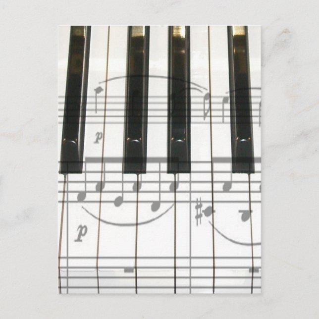 Klaviertastatur und Musiknote Postkarte (Vorderseite)