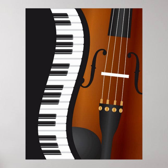 Klaviertastaturen Wavy Border mit Violin Poster (Vorne)