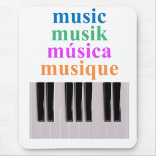 Klaviertastaturmusik Text in mehreren Sprachen Mousepad