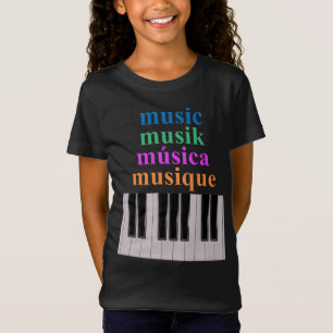 Klaviertastaturmusik Text in mehreren Sprachen T-Shirt