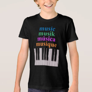 Klaviertastaturmusik Text in mehreren Sprachen Tri-Blend Shirt