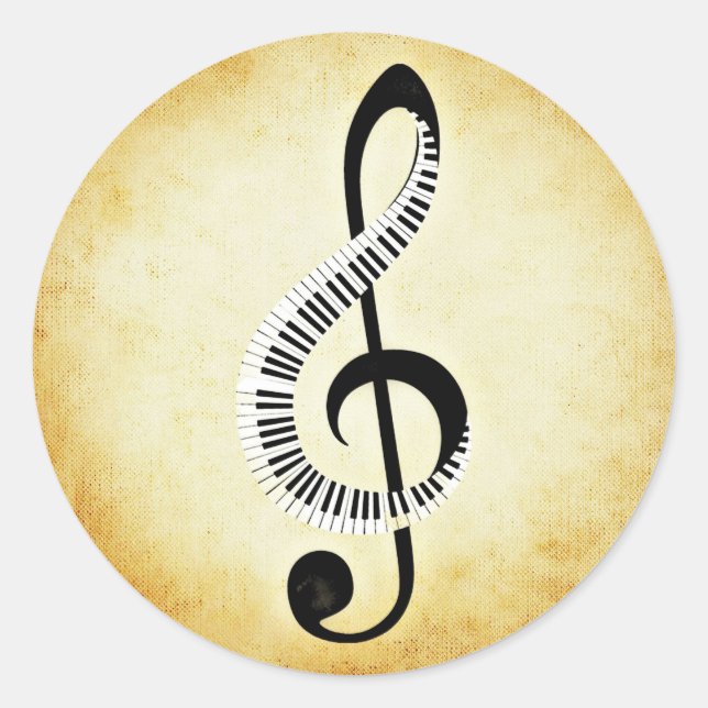 Klaviertasten auf einem Musikklub Runder Aufkleber (Vorderseite)