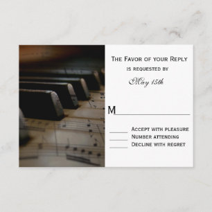 Klaviertasten Blatt Music Wedding RSVP Cards Karte
