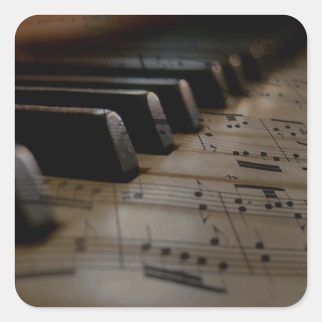 Klaviertasten für antike Musik Quadratischer Aufkleber (Vorderseite)
