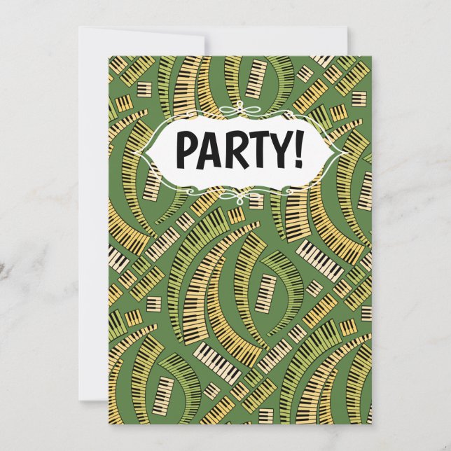 Klaviertasten kurvig Einladung (Vorderseite)