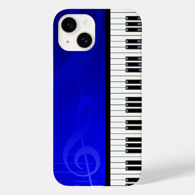 Klaviertasten mit Blue-Effekt-Noten Case-Mate iPhone Hülle (Rückseite)