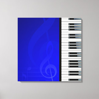 Klaviertasten mit Blue-Effekt-Noten Leinwanddruck