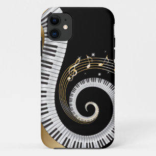 Klaviertasten mit goldenen Noten iPhone 11 Hülle