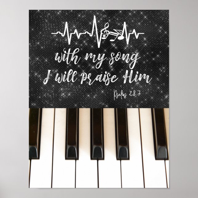 Klaviertasten mit Psalms Bible Verse Poster (Vorne)