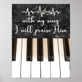Klaviertasten mit Psalms Bible Verse Quote Poster