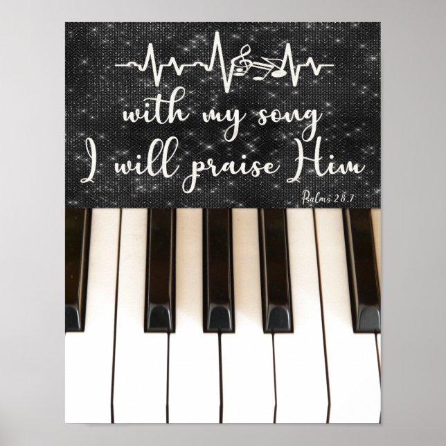 Klaviertasten mit Psalms Bible Verse Quote Poster (Vorne)