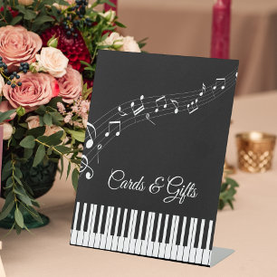 Klaviertasten Musiknoten Schwarz-Weiß-Hochzeit Sockelschild