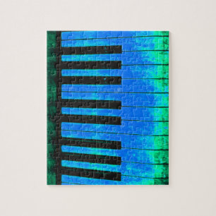 Klaviertasten Schwarz und Blau Schön und KUNSTVOLL Puzzle