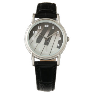 Klaviertasten - Stilvolles Schwarz-Weiß-Foto Armbanduhr