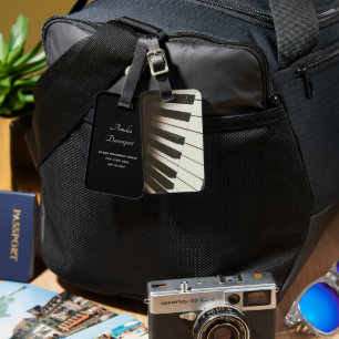 Klaviertasten - Stilvolles Schwarz-Weiß-Foto Gepäckanhänger