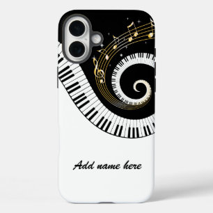 Klaviertasten und Gold-Musiknoten iPhone 16 Plus Hülle