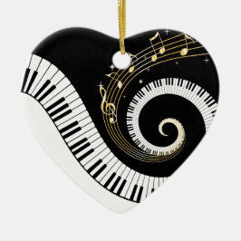 Klaviertasten und Gold-Musiknoten Keramik Ornament