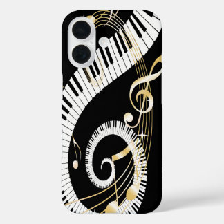 Klaviertasten und Golden Musiknotens iPhone5 iPhone 16 Hülle