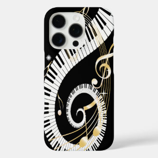 Klaviertasten und goldene Musiknoten iPhone 16 Pro Hülle