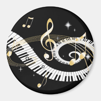 Klaviertasten und goldene Musiknoten Magnet