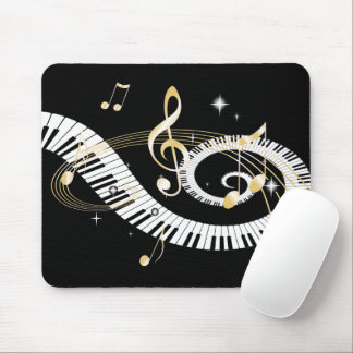 Klaviertasten und goldene Musiknoten Mousepad