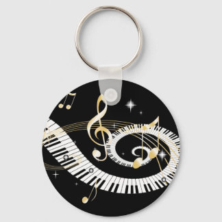 Klaviertasten und goldene Musiknoten Schlüsselanhänger