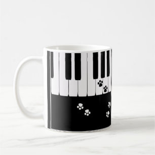Klaviertasten und Katzenpfoten Kaffeetasse
