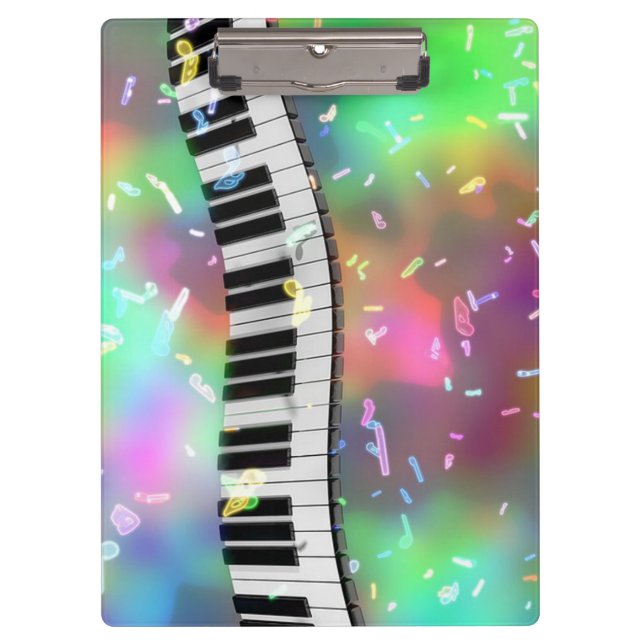 Klaviertasten und Musiknoten Klemmbrett (Vorderseite)