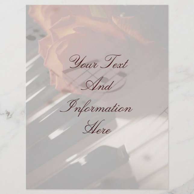 Klaviertasten und Rose Letterhead (Vorderseite)