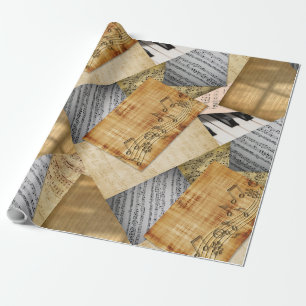 Klaviertasten Vintage Notenblatt Musikalische Note Geschenkpapier