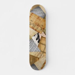 Klaviertasten Vintage Notenblatt Musikalische Note Skateboard