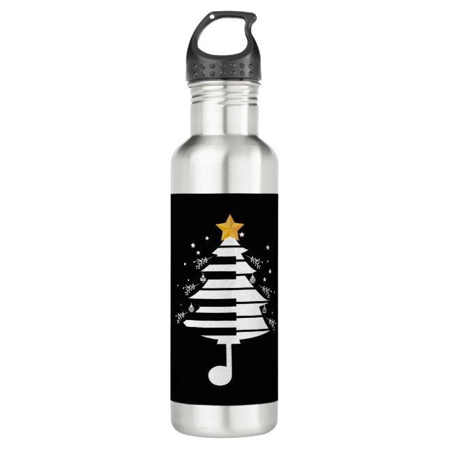 Klavierweihnachtsbaum Klaviermusik - Geschenk für  Edelstahlflasche (Vorderseite)