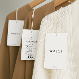 Klebeetikett für Kleidung mit Preis, Größe, Stil & Visitenkarte