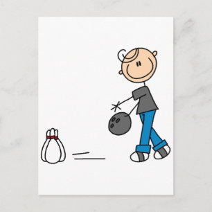 Klebefigur-Bowling-Shirts und Geschenke Postkarte