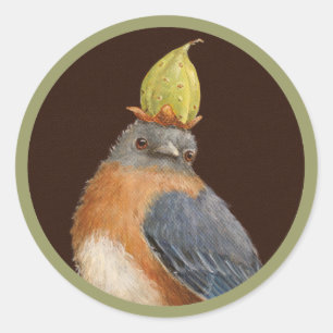 Kleben Sie die Bluebird-Aufkleber. Runder Aufkleber