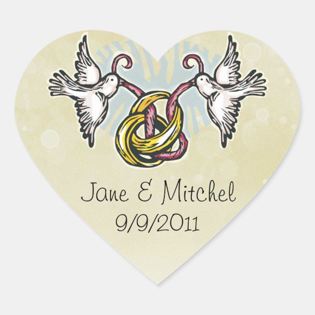 Kleber für Hochzeitsglocken Herz-Aufkleber (Vorderseite)