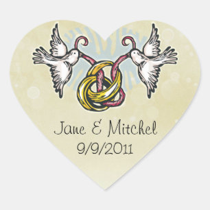 Kleber für Hochzeitsglocken Herz-Aufkleber