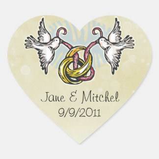 Kleber für Hochzeitsglocken Herz-Aufkleber