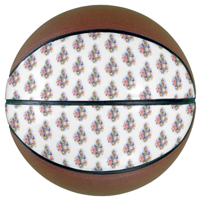 Kleber mit rosa Rosen Basketball (Vorderseite)