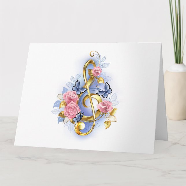 Kleber mit rosa Rosen Dankeskarte (Vorderseite)
